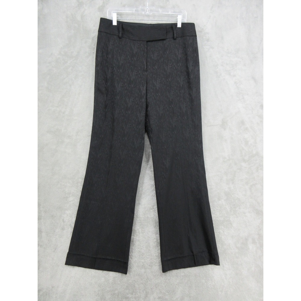 Tahari Pants Womens Size 12 Textured Trousers Office Career Classic Black Zip